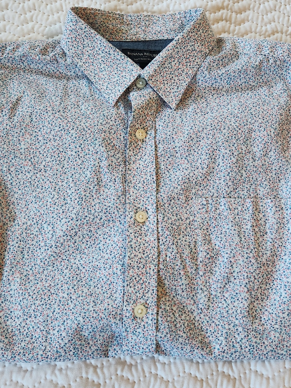 Banana Republic Men’s Light Blue Micro Floral Button-Down Shirt
